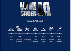 Tagesablauf Poster Hochzeit Letters 70 x 50 cm Poster blau