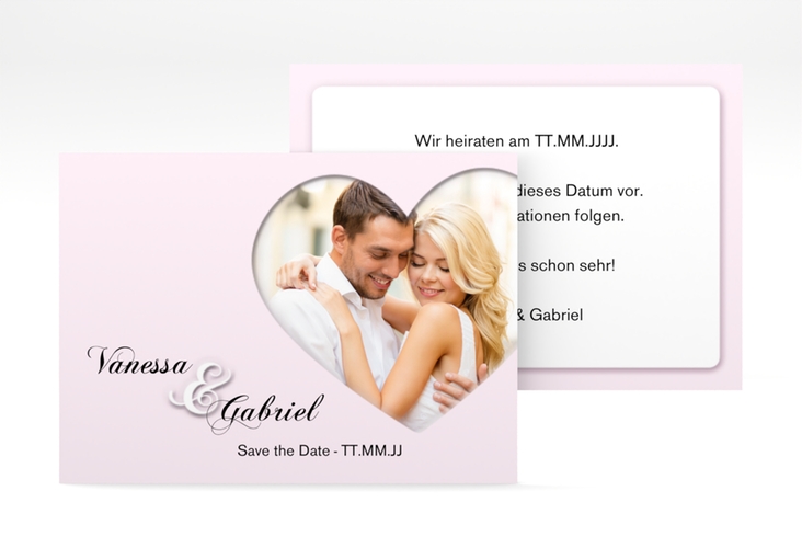 Save the Date-Visitenkarte Sweetheart Visitenkarte quer rosa hochglanz