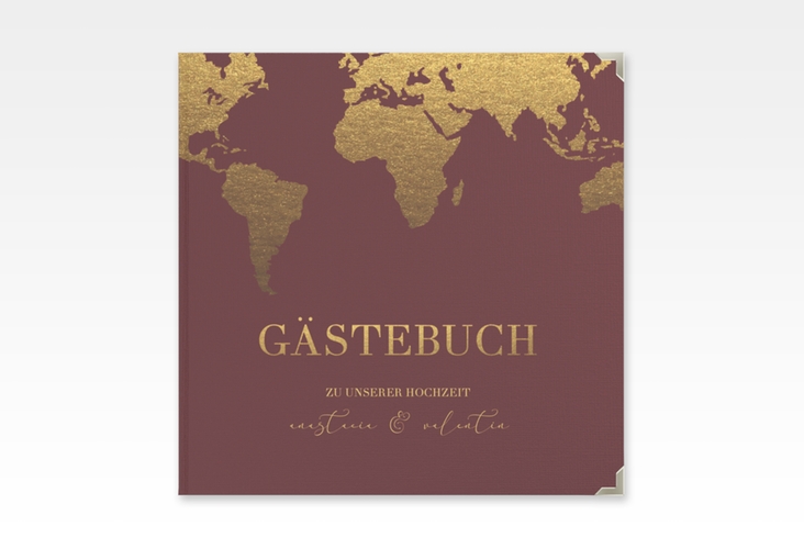 Gästebuch Selection Hochzeit Traumziel Leinen-Hardcover rot im Reisepass-Design