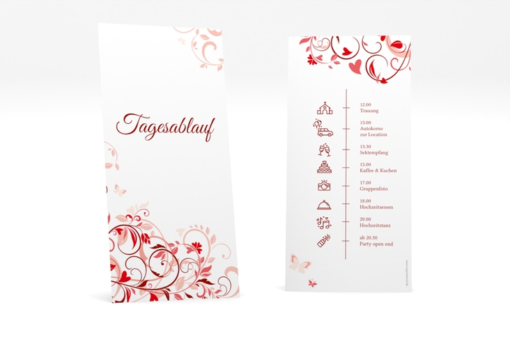 Tagesablauf Hochzeit Lilly lange Karte hoch rot