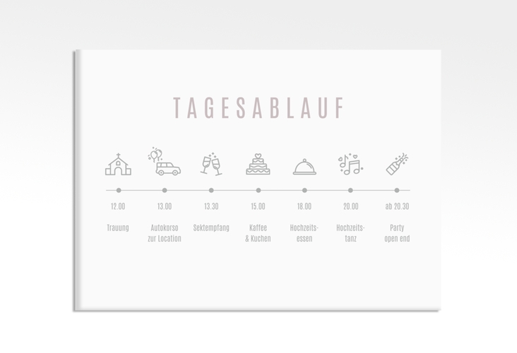 Tagesablauf Leinwand Hochzeit Memory 70 x 50 cm Leinwand grau
