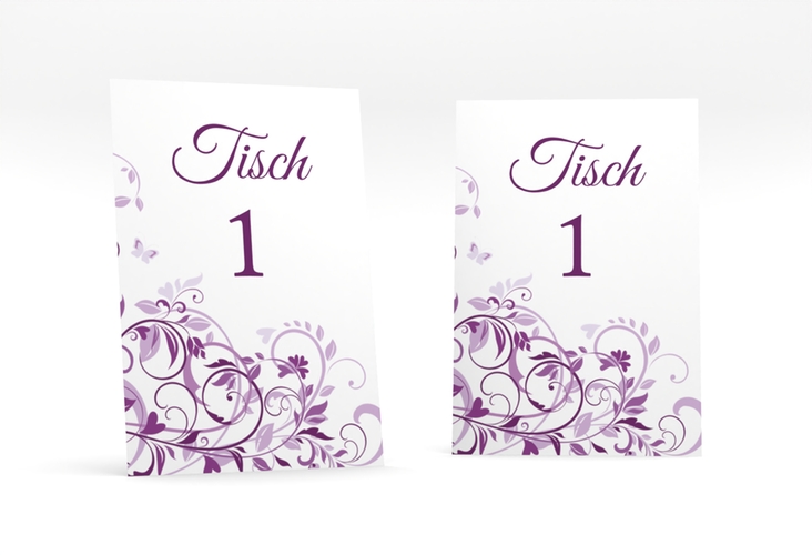 Tischnummer Hochzeit Lilly Tischaufsteller lila
