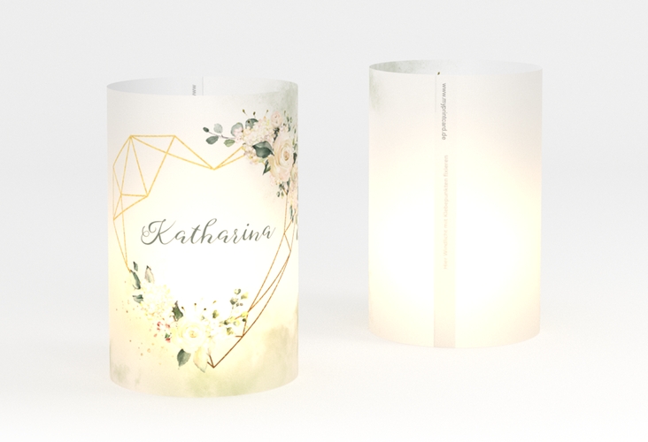 Windlicht Hochzeit Adore Windlicht mit geometrischem Herz und Rosen in Pastell