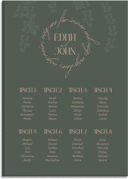 Sitzplan Leinwand Hochzeit Efeugrün