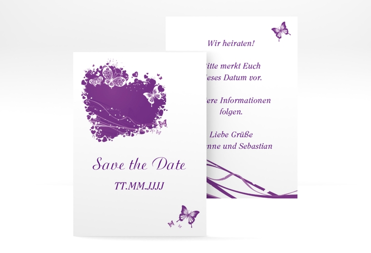Save the Date-Visitenkarte Mailand Visitenkarte hoch lila