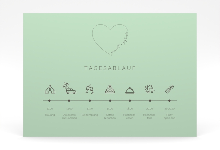 Tagesablauf Poster Hochzeit Lebenstraum 70 x 50 cm Poster mint