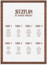 Klick: Details zu Sitzplan Leinwand Hochzeit "Landliebe" anzeigen Sitzplan Leinwand Hochzeit "Landliebe" 50 x 70 cm Leinwand braun