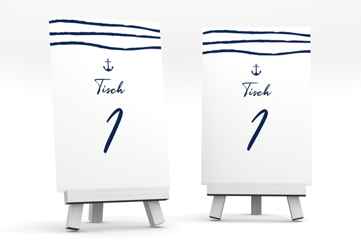 Tischnummer Hochzeit Liebesanker Tischaufsteller mit maritimem Streifenmuster und kleinem Anker