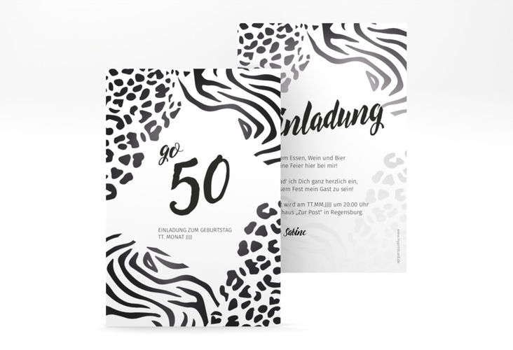Einladung 50. Geburtstag Wild A6 Karte hoch