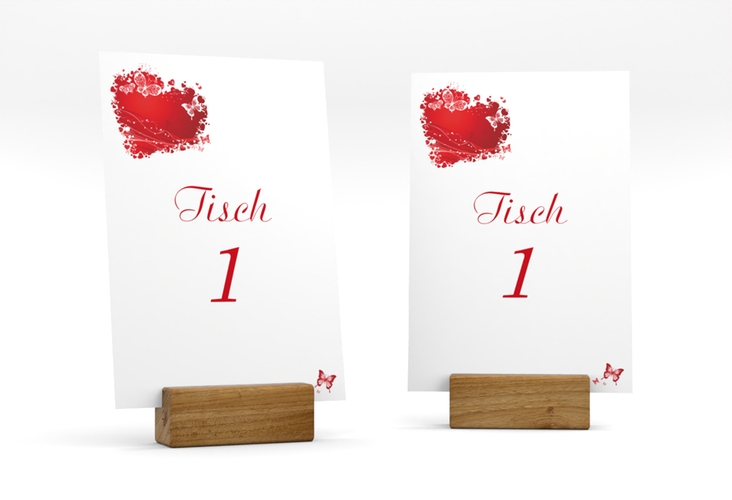 Tischnummer Hochzeit Mailand Tischaufsteller rot