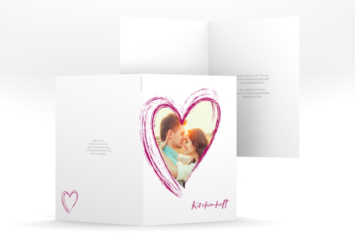 Kirchenheft Hochzeit Liebe A5 Klappkarte hoch pink hochglanz