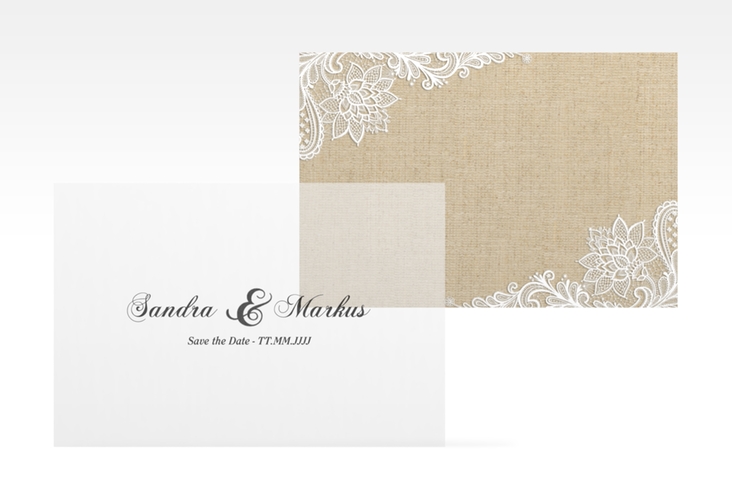 Save the Date Deckblatt Transparent "Lace" A6 Deckblatt transparent