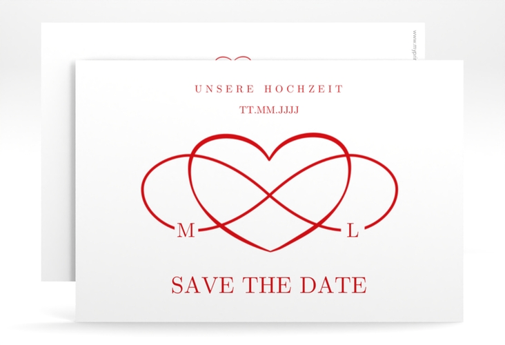 Save the Date-Karte Infinity A6 Karte quer rot hochglanz