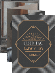 Klick: Details zu Foto-Leporello Hochzeit "Gatsby" anzeigen Foto-Leporello Hochzeit Gatsby Leporello schwarz im 20er-Jahre-Stil