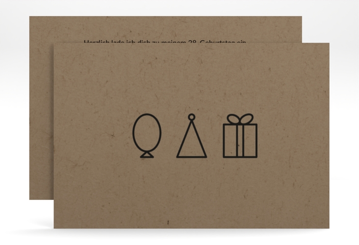 Einladung Geburtstag Birthday Game A6 Karte quer Kraftpapier