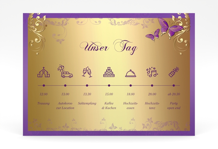 Tagesablauf Poster Hochzeit Toulouse 70 x 50 cm Poster lila