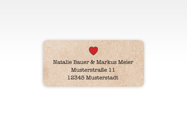 Absenderetikett Hochzeit Tattoo 45,7 x 21,2 mm beige mit Herz und zwei Schwalben