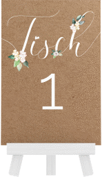 Klick: Details zu Tischnummer Hochzeit "Inlove" anzeigen Tischnummer Hochzeit Inlove Tischaufsteller kraftpapier