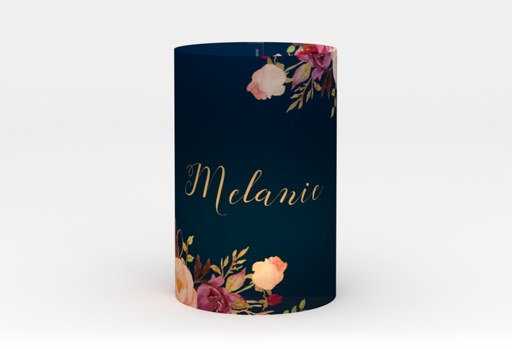 Windlicht Hochzeit Flowers Windlicht blau mit bunten Aquarell-Blumen