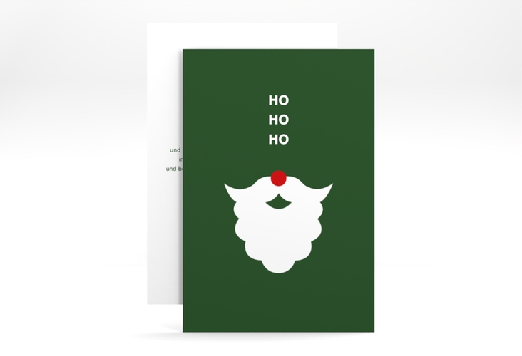 Business-Weihnachtskarte Hohoho A6 Karte hoch gruen mit kreativer Grafik
