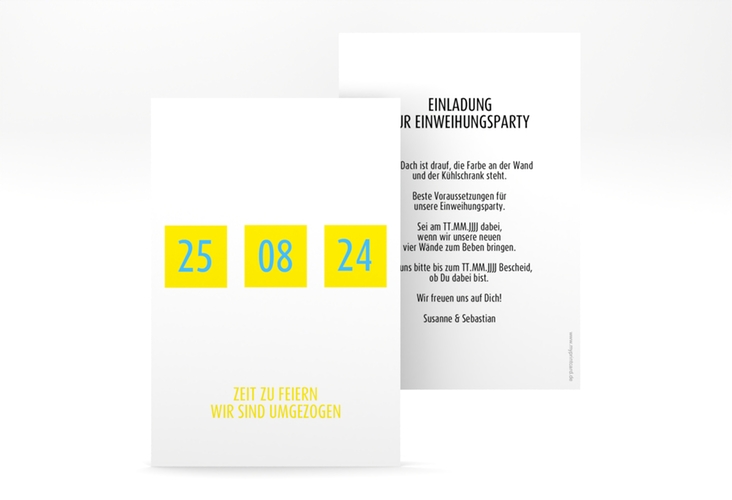 Party Einladungskarte Diem A6 Karte hoch gelb hochglanz