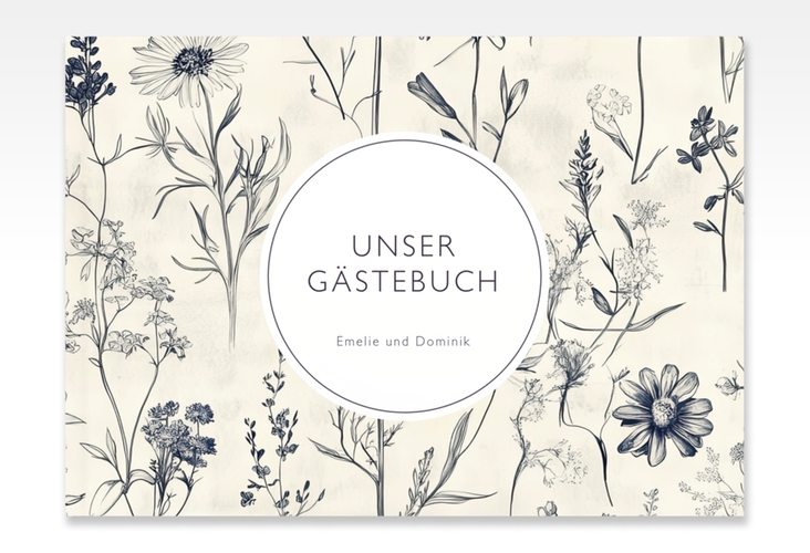 Gästebuch A4 quer Chinoiserie Floral A4 quer, Hardcover beige