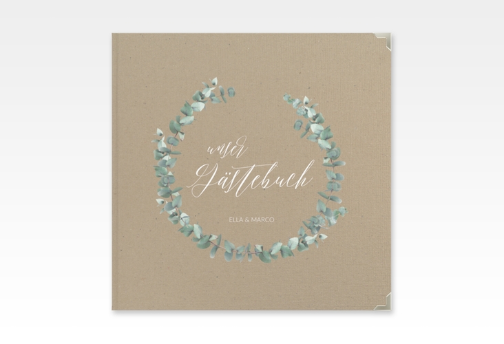 Gästebuch Selection Hochzeit Silverleaf Leinen-Hardcover Kraftpapier mit Eukalyptus-Zweig