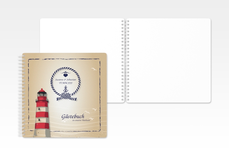 Gästebuch Hochzeit Sylt Ringbindung mit Leuchtturm