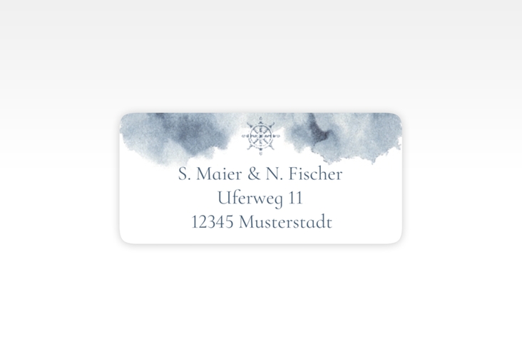 Absenderetikett Hochzeit Steuerrad 45,7 x 21,2 mm blau in maritimen Blautönen