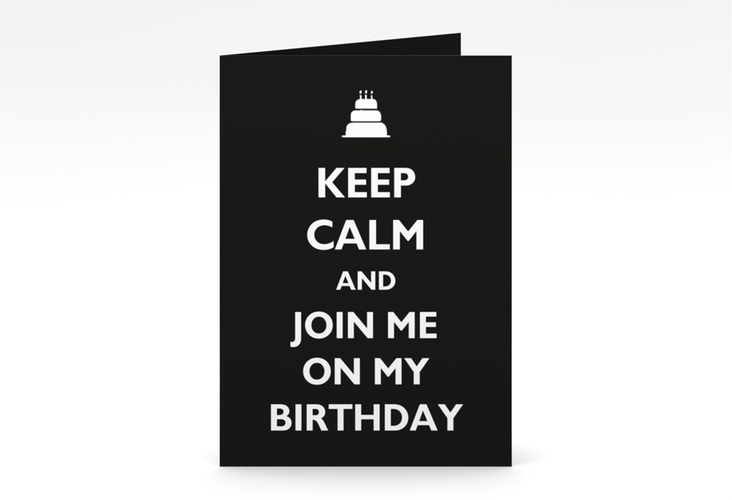 Einladung Geburtstag KeepCalm A6 Klappkarte hoch