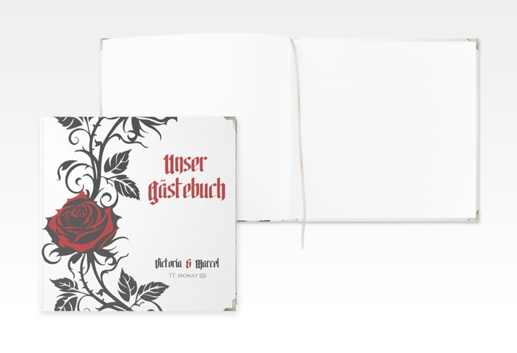 Gästebuch Selection Hochzeit Red Rose Leinen-Hardcover weiss