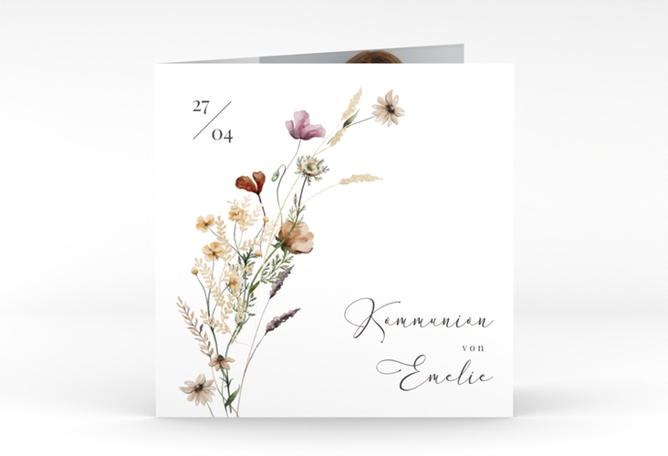 Kommunionseinladung Blumensegen quadr. Klappkarte