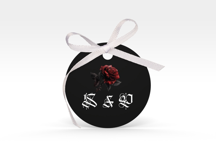 Geschenkanhänger Hochzeit Gothic Rose Geschenkanhänger, rund