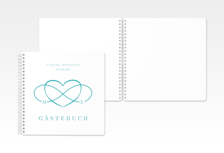 Gästebuch Hochzeit Infinity Ringbindung tuerkis