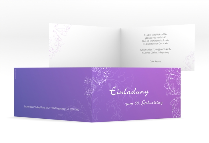 Einladung 60. Geburtstag Peter/Petra lange Klappkarte quer hochglanz