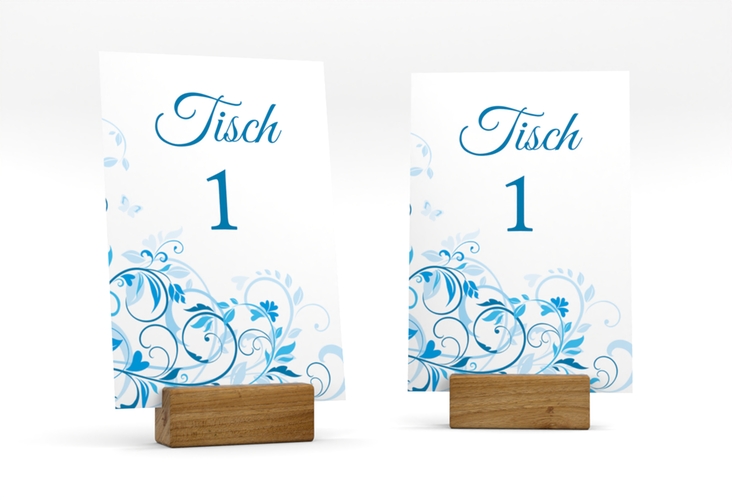 Tischnummer Hochzeit Lilly Tischaufsteller blau