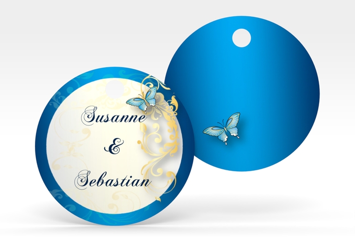 Geschenkanhänger Hochzeit Toulouse Geschenkanhänger, rund blau