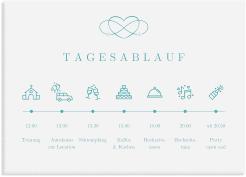 Klick: Details zu Tagesablauf Leinwand Hochzeit "Infinity" anzeigen Tagesablauf Leinwand Hochzeit Infinity 70 x 50 cm Leinwand tuerkis