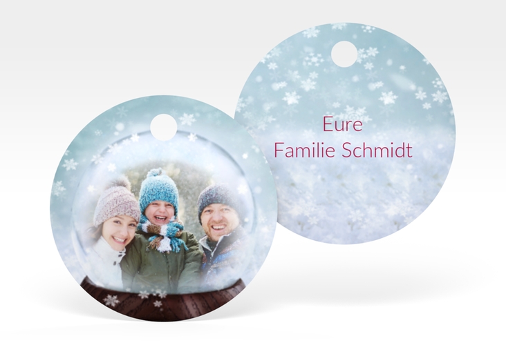 Geschenkanhänger Weihnachten Schneekugel Geschenkanhänger, rund hochglanz