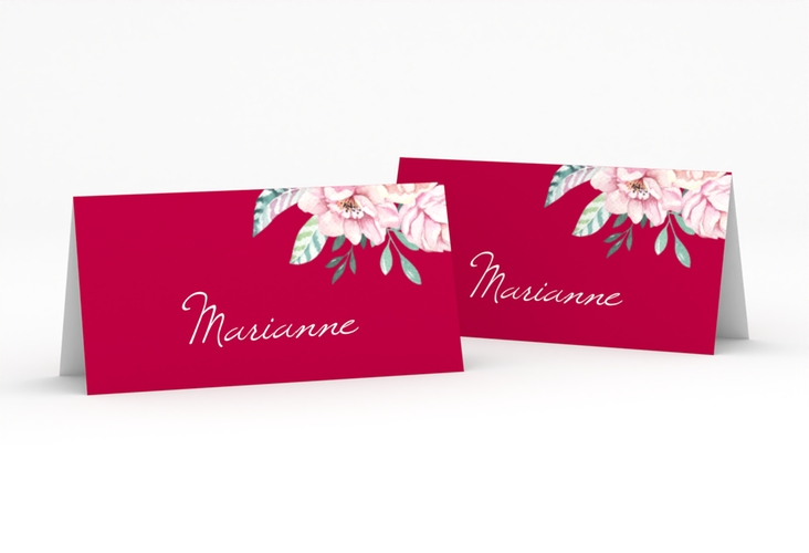 Tischkarte Hochzeit Blooming Tischkarten rot