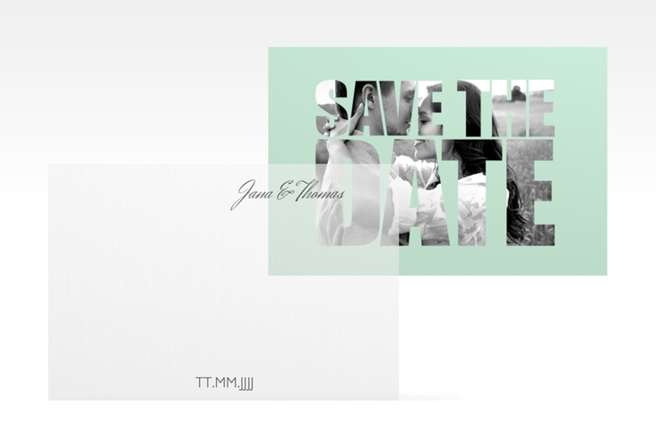 Save the Date Deckblatt Transparent Letters A6 Deckblatt transparent mint