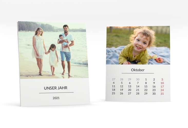 Foto-Tischkalender Klassisch Kalenderblatt-Karte weiss hochglanz