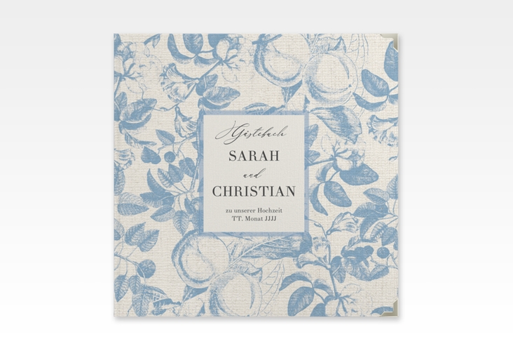 Gästebuch Selection Hochzeit Toile Leinen-Hardcover mit Blättermuster im Toile-de-Jouy-Stil