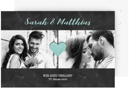 Klick: Details zu Verlobungskarte Hochzeit "Sparkly" anzeigen Verlobungskarte Hochzeit Sparkly A6 Postkarte tuerkis