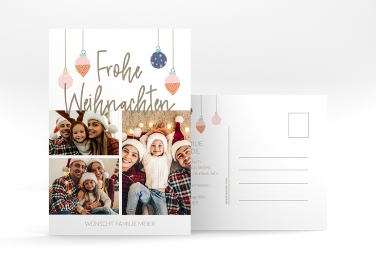 Weihnachtskarte Weihnachtsfreude A6 Postkarte weiss