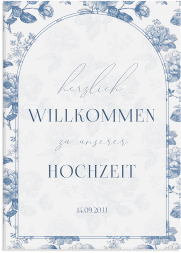 Willkommensschild Leinwand "Floral Blue"