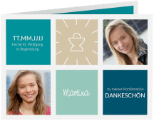Klick: Details zu Danksagung Konfirmation "Segen" anzeigen Danksagung Konfirmation Segen A6 Klappkarte quer tuerkis