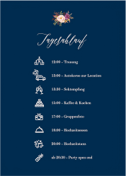 Klick: Details zu Tagesablauf Poster Hochzeit "Prachtvoll" anzeigen Tagesablauf Poster Hochzeit Prachtvoll 50 x 70 cm Poster blau