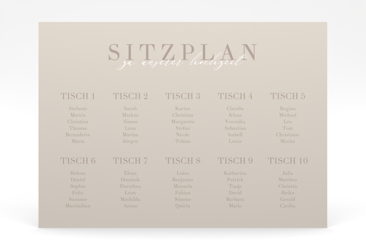 Sitzplan Poster Hochzeit Moment 70 x 50 cm Poster beige