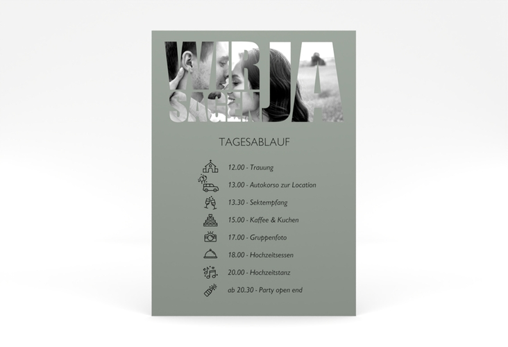 Tagesablauf Poster Hochzeit Letters 50 x 70 cm Poster gruen